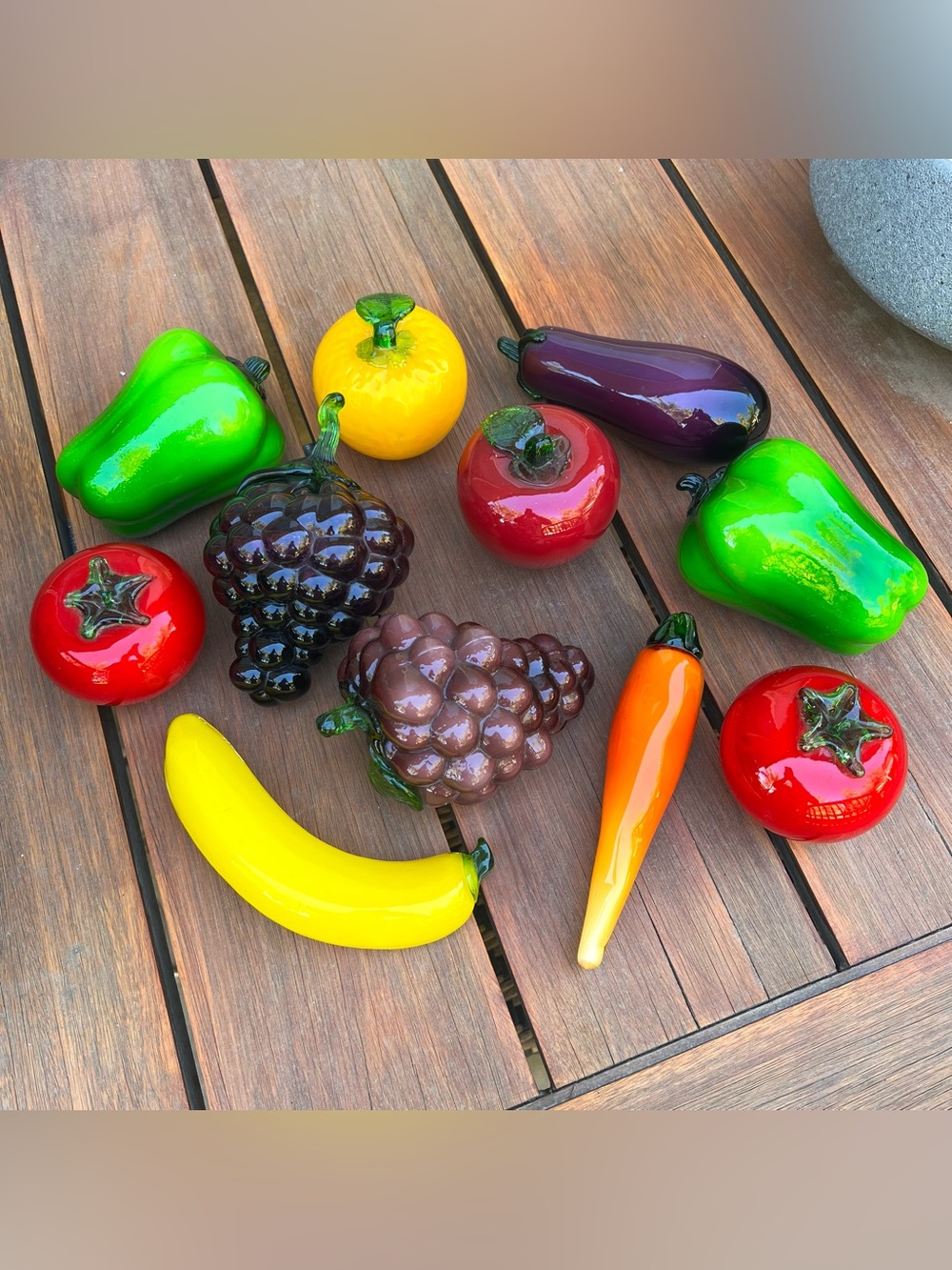 Lot of 11 Vintage Murano Style Fruit and Vegetables Hand Blow Glass Decor Art